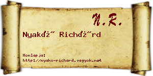 Nyakó Richárd névjegykártya