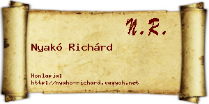 Nyakó Richárd névjegykártya